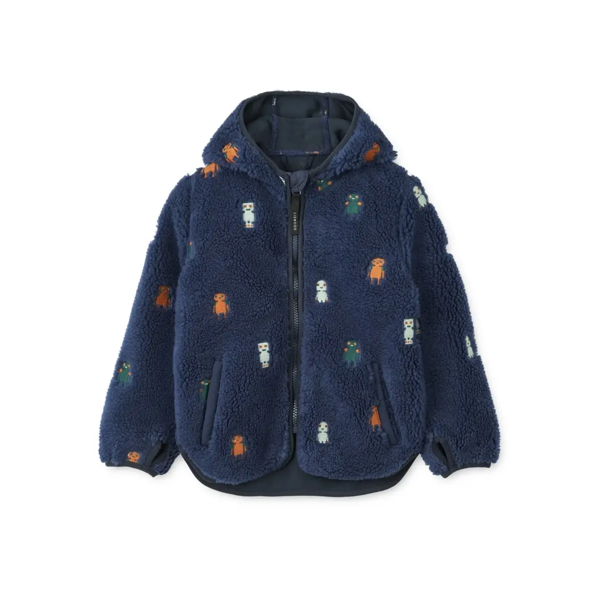 Liewood Mara Sherpa Jacke mit Kapuze „Robots / Indigo blue“