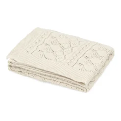Cam Cam Pointelle Strick Babydecke „Off White“, GOTS, 80x100cm