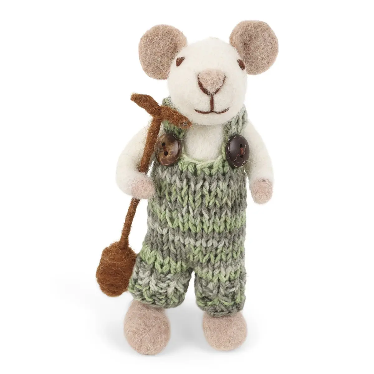 Gry & Sif Bauernmaus „weiße Maus / Spaten“ 11cm