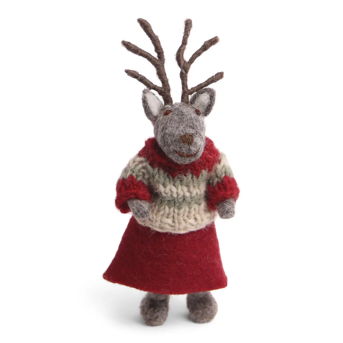 Gry & Sif Rentier „grau / Rock und Pullover“ 15cm