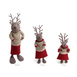 Gry & Sif Rentier „grau / Rock und Pullover“ 15cm