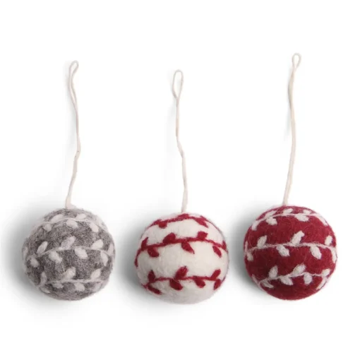 Gry & Sif Weihnachtsbaumschmuck „Christbaumkugeln mit Blättern“ 3er-Set