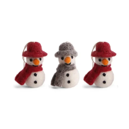 Gry & Sif Weihnachtsbaumschmuck „Schneemänner mit Schal“ 3er-Set