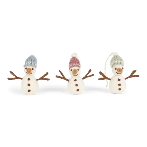 Gry & Sif Weihnachtsbaumschmuck „Schneemänner mit Strickmütze“