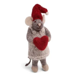 Gry & Sif Weihnachtsmaus „graue Maus / Herz“ 12cm