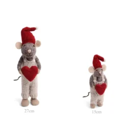 Gry & Sif Weihnachtsmaus „graue Maus / Junge mit Herz“ 12cm