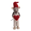 Gry & Sif Weihnachtsmaus „graue Maus / Junge mit Herz“ 27cm