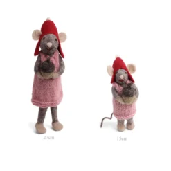 Gry & Sif Weihnachtsmaus „graue Maus / Mädchen mit Eichel“ 27cm