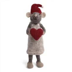 Gry & Sif Weihnachtsmaus „graue Maus / Mädchen mit Herz“ 27cm