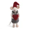 Gry & Sif Weihnachtsmaus „graue Maus / Mädchen mit Herz und grauem Kleid“ 12cm