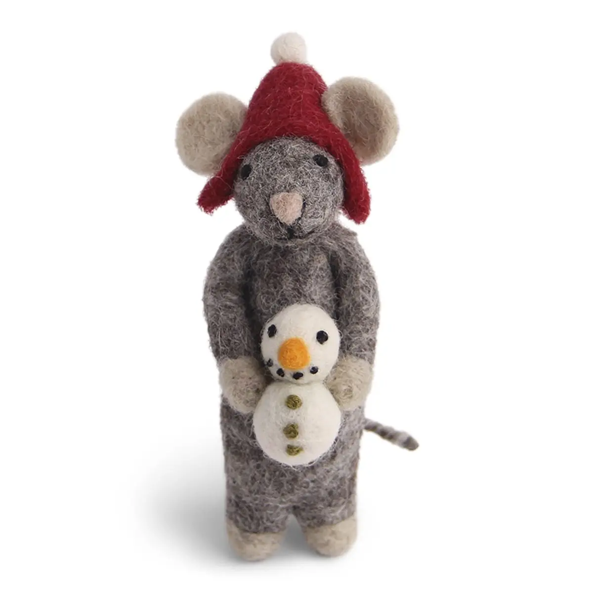 Gry & Sif Weihnachtsmaus „graue Maus / Schneemann“ 10cm