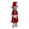 Gry & Sif Weihnachtsmaus „graue Maus / rotes Kleid und Strickzeug“ 60cm