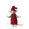 Gry & Sif Weihnachtsmaus „graue Maus / Trapez und rotem Kleid“ 12cm