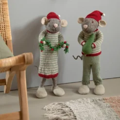 Gry & Sif Weihnachtsmaus „graue Maus / Weihnachtsgirlande“ 60cm