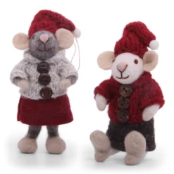 Gry & Sif Weihnachtsmaus „graue Maus / graue Jacke und roter Rock“ 12cm