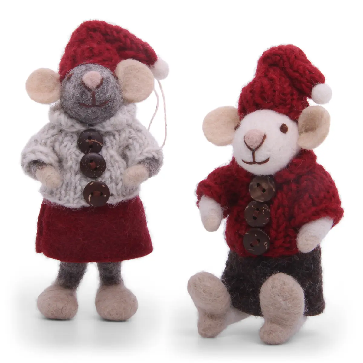 Gry & Sif Weihnachtsmaus „graue Maus / graue Jacke und roter Rock“ 12cm