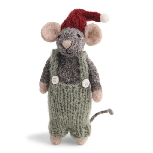 Gry & Sif Weihnachtsmaus „graue Maus / grüne Hose“ 10cm