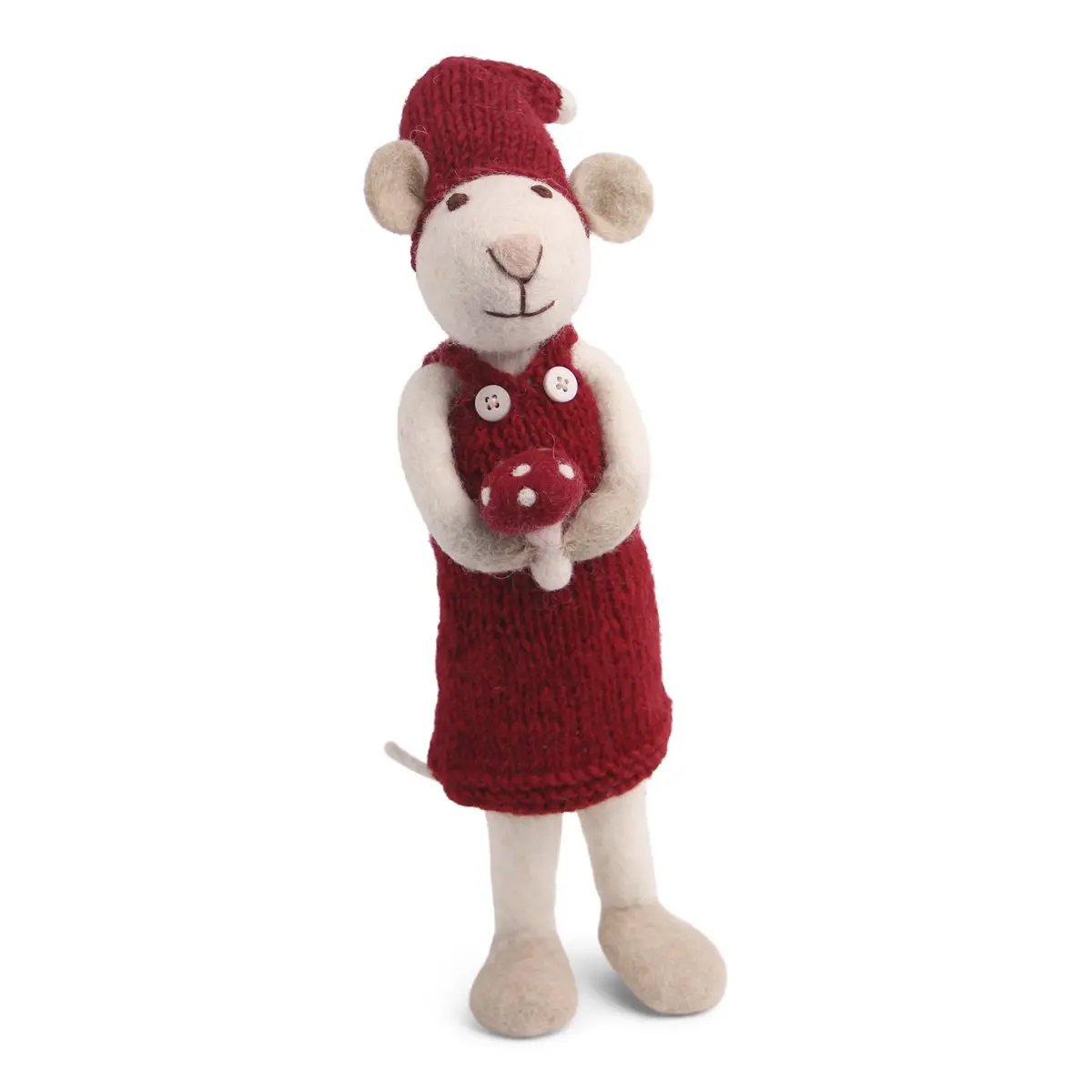 Gry & Sif Weihnachtsmaus „weiße Maus / Fliegenpilz“ 27cm