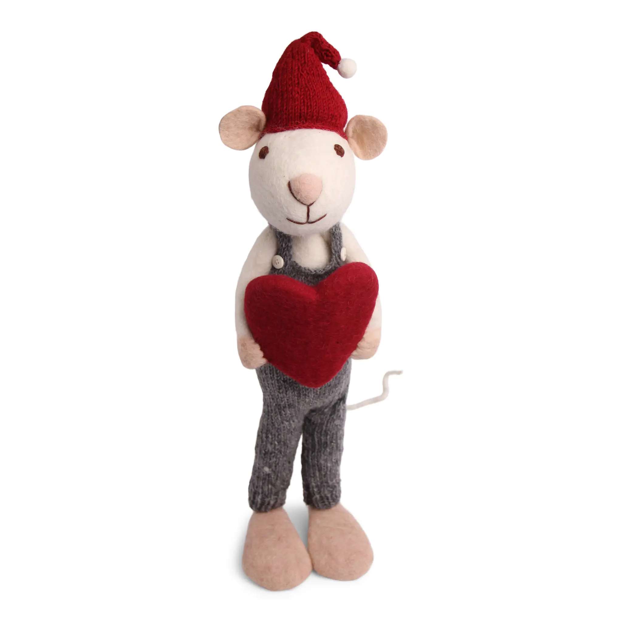 Gry & Sif Weihnachtsmaus „weiße Maus / Junge mit Herz“ 60cm