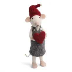 Gry & Sif Weihnachtsmaus „weiße Maus / Mädchen mit Herz“ 27cm