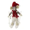 Gry & Sif Weihnachtsmaus „weiße Maus / Ski und hellgraue Hose“ 12cm