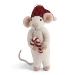 Gry & Sif Weihnachtsmaus „weiße Maus / Zuckerstange“ 10cm