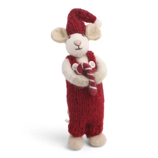 Gry & Sif Weihnachtsmaus „weiße Maus / Zuckerstange“ 15cm