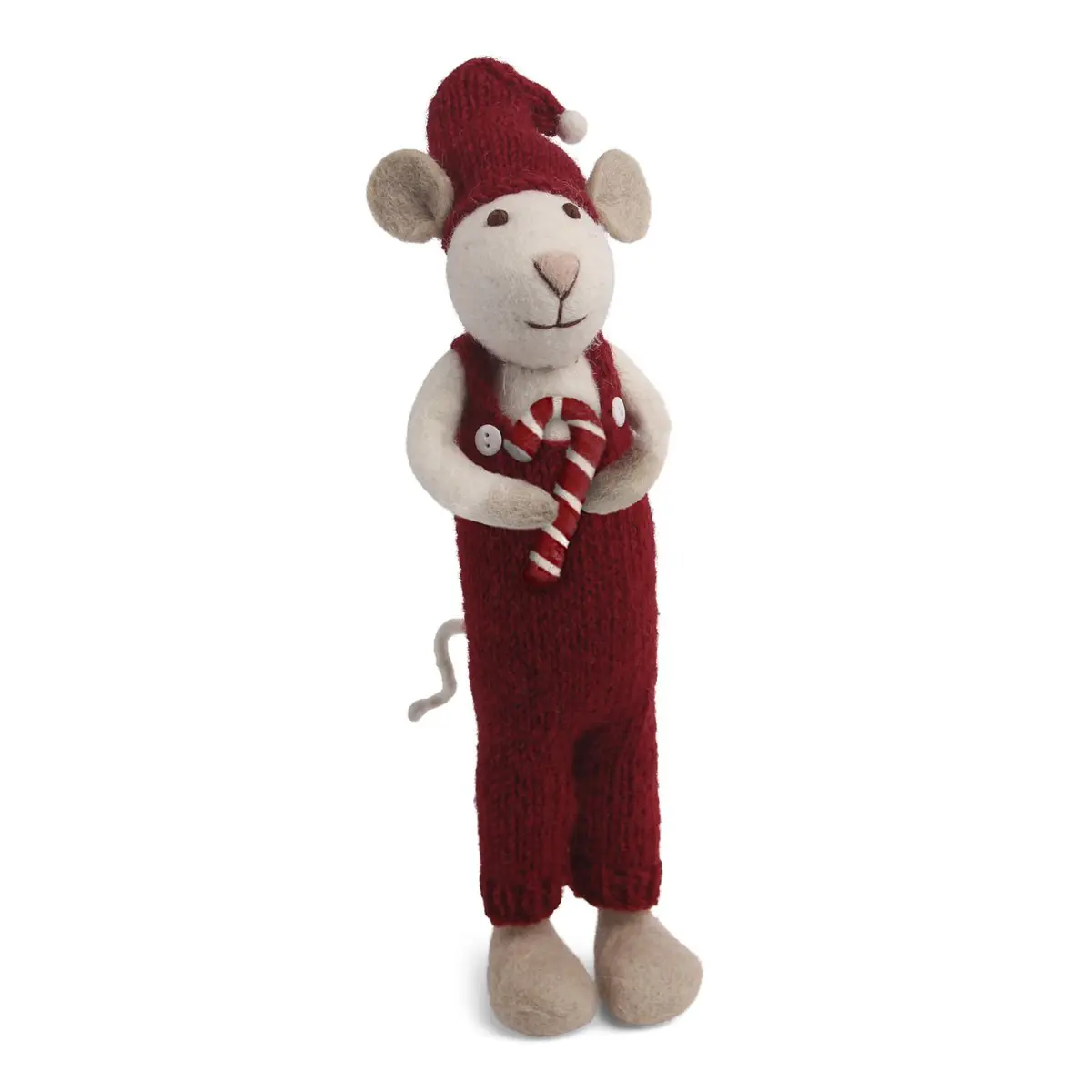 Gry & Sif Weihnachtsmaus „weiße Maus / Zuckerstange“ 27cm