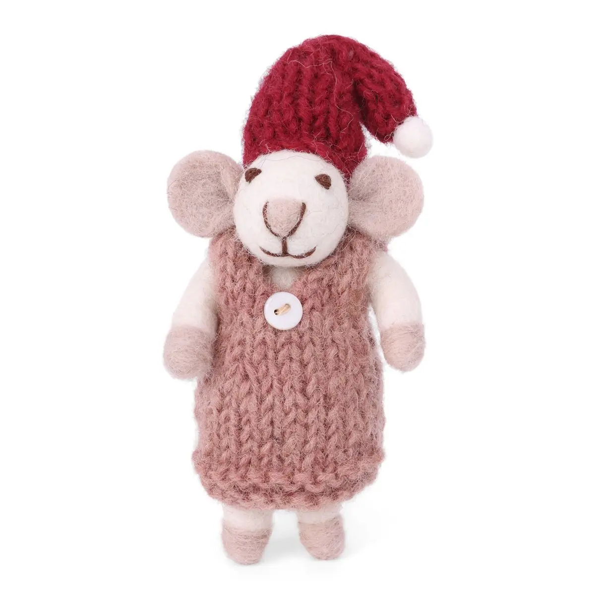 Gry & Sif Weihnachtsmaus „weiße Maus / altrosa Kleid“ 10cm