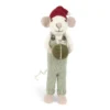 Gry & Sif Weihnachtsmaus „weiße Maus / hellgrüne Hose mit Geschenk“ 27cm