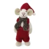 Gry & Sif Weihnachtsmaus „weiße Maus : rote Latzhose und Mütze“ 12cm