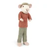 Gry & Sif Weihnachtsmaus „weiße Maus : staubrotes Hemd und grüne Hose“ 27cm