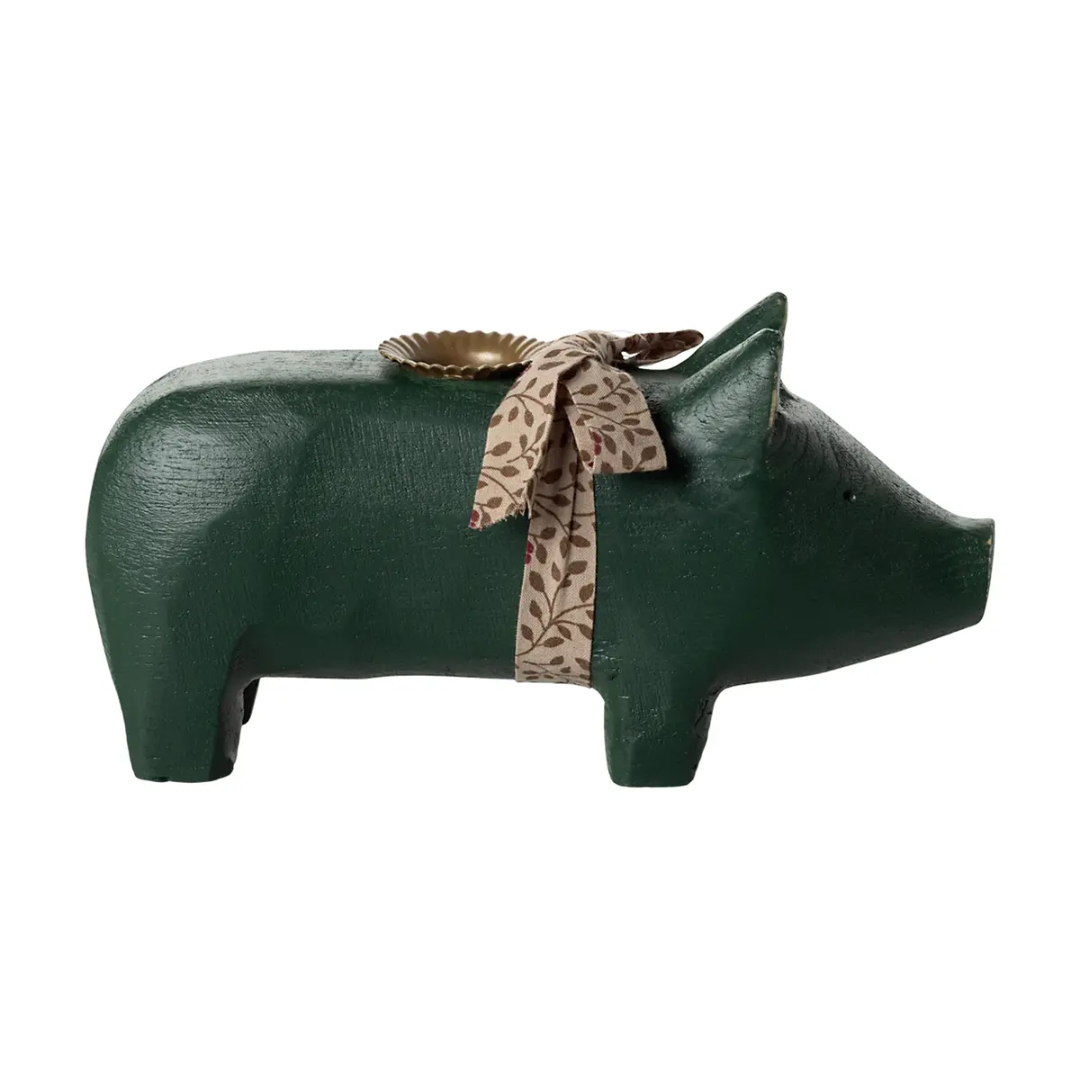 Maileg Holzschwein, dunkelgrüner Kerzenhalter, medium, 1-flammig, 18cm