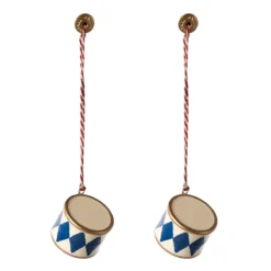Maileg Weihnachtsbaumschmuck 2er-Set Metall Trommel „dunkelblau“ 2,5cm