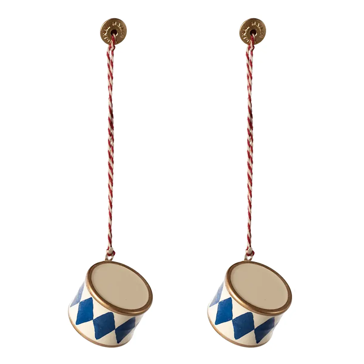 Maileg Weihnachtsbaumschmuck 2er-Set Metall Trommel „dunkelblau“ 2,5cm