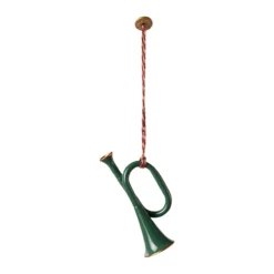 Maileg Weihnachtsbaumschmuck Metallornament Trompete „dunkelgrün“, mit Box