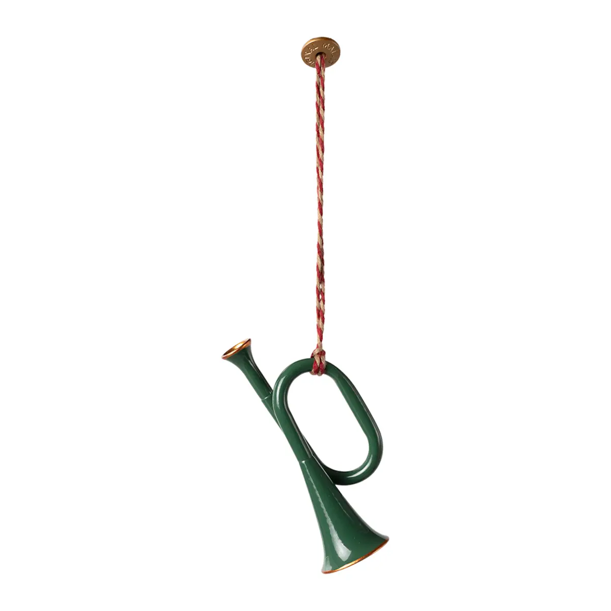 Maileg Weihnachtsbaumschmuck Metallornament Trompete „dunkelgrün“, mit Box