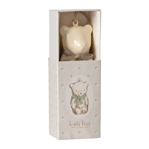 Maileg Weihnachtsbaumschmuck Teddybär aus Metall „weiß / blau“ in Schmuckbox – Bild 4