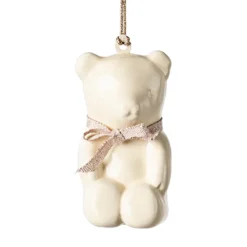 Maileg Weihnachtsbaumschmuck Teddybär aus Metall „weiß : rose“ in Schmuckbox