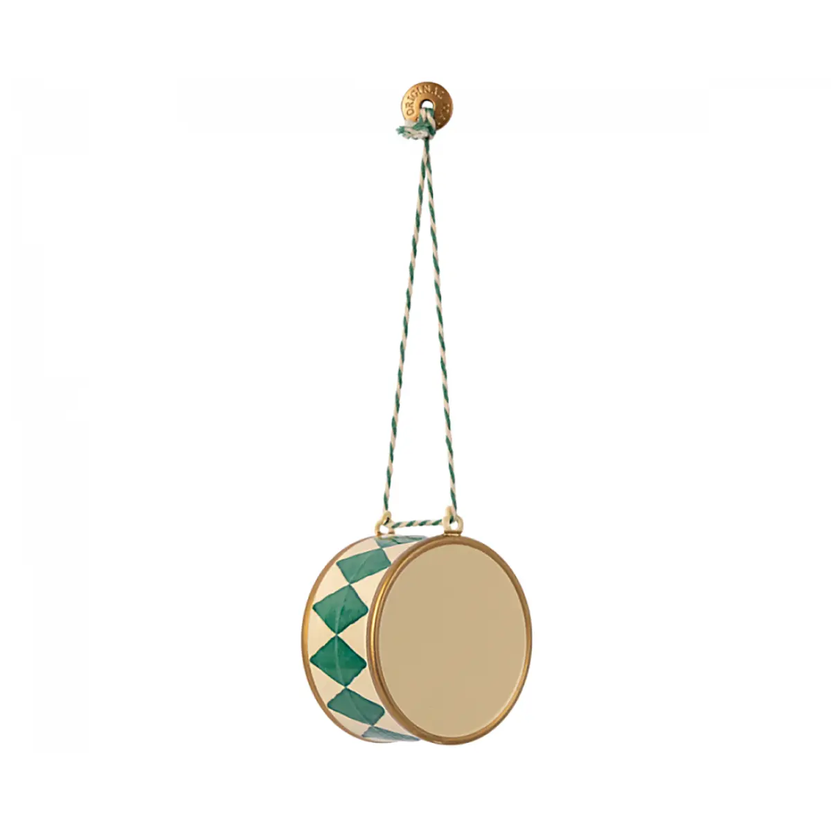 Maileg Weihnachtsbaumschmuck „Metall Trommel dunkelgrün“ 5cm