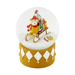 Fabelab Schneekugel „Bob's Schlittenfahrt“, 10x13 cm