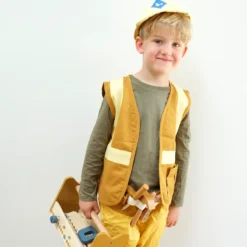 Fabelab Kinderkostüm „Bauarbeiter“, ocker