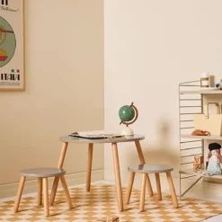 Kids Concept Kindertisch und Hocker-Set „hellbraun“