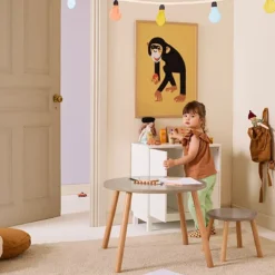 Kids Concept Kindertisch und Hocker-Set „hellbraun“