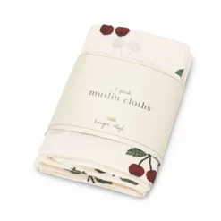 Konges Sløjd Musselin Tuch-Set „Ma Grande Cerise“, 65cm, 3er-Set