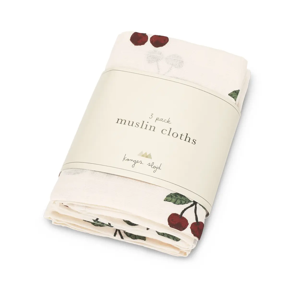 Konges Sløjd Musselin Tuch-Set „Ma Grande Cerise“, 65cm, 3er-Set