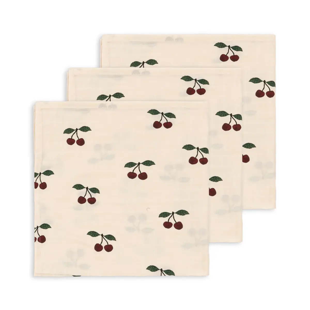 Konges Sløjd Musselin Tuch-Set „Ma Grande Cerise“, 65cm, 3er-Set