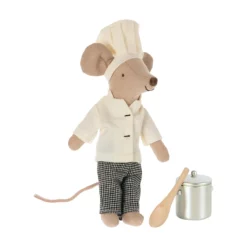 Maileg Kochmaus mit Suppentopf und Löffel, H13cm