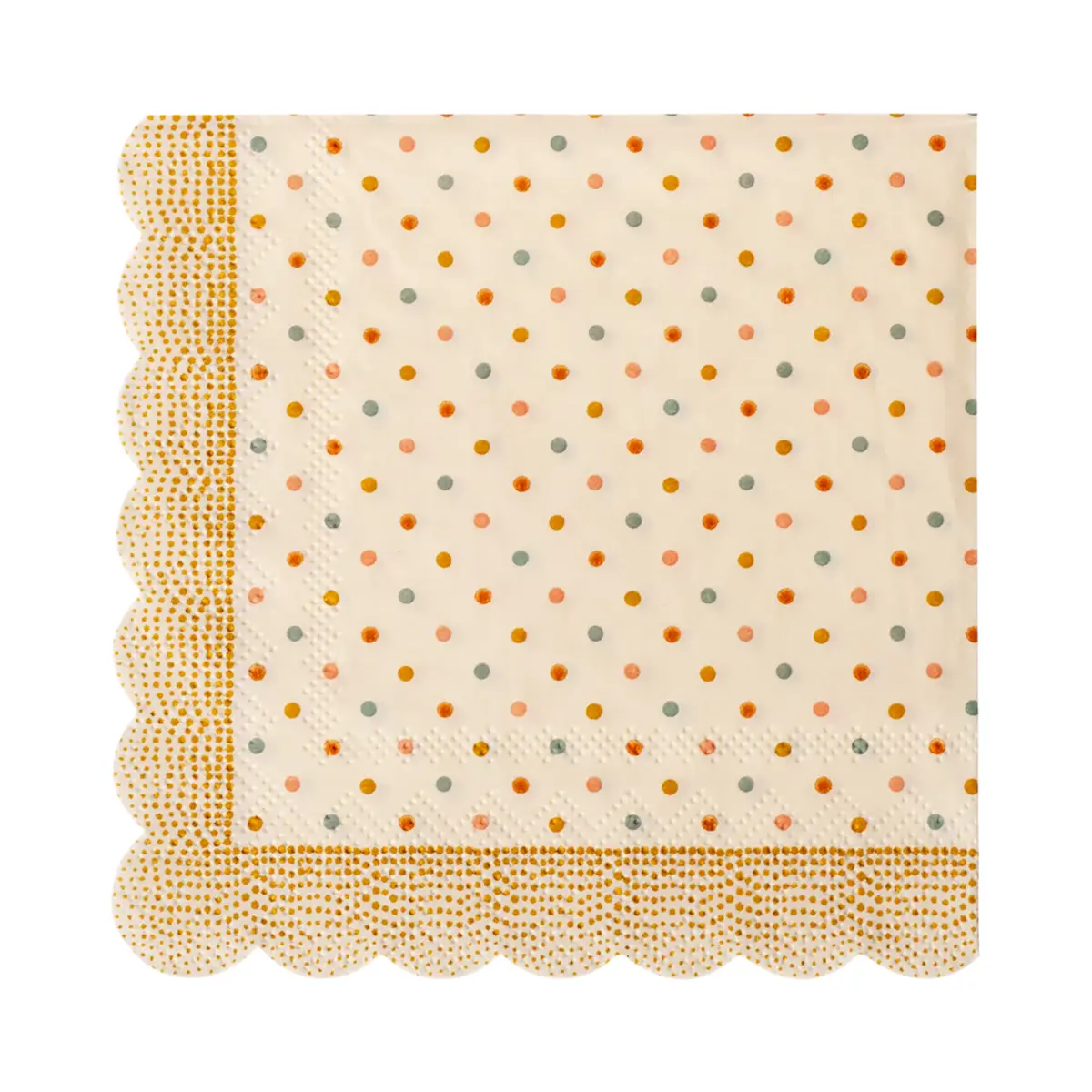 Maileg Serviette, Multi Dots - Ocker, 12x12cm