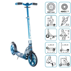 Six Degrees Aluminium Scooter 205 mm - Blau ohne Testsieger Logo